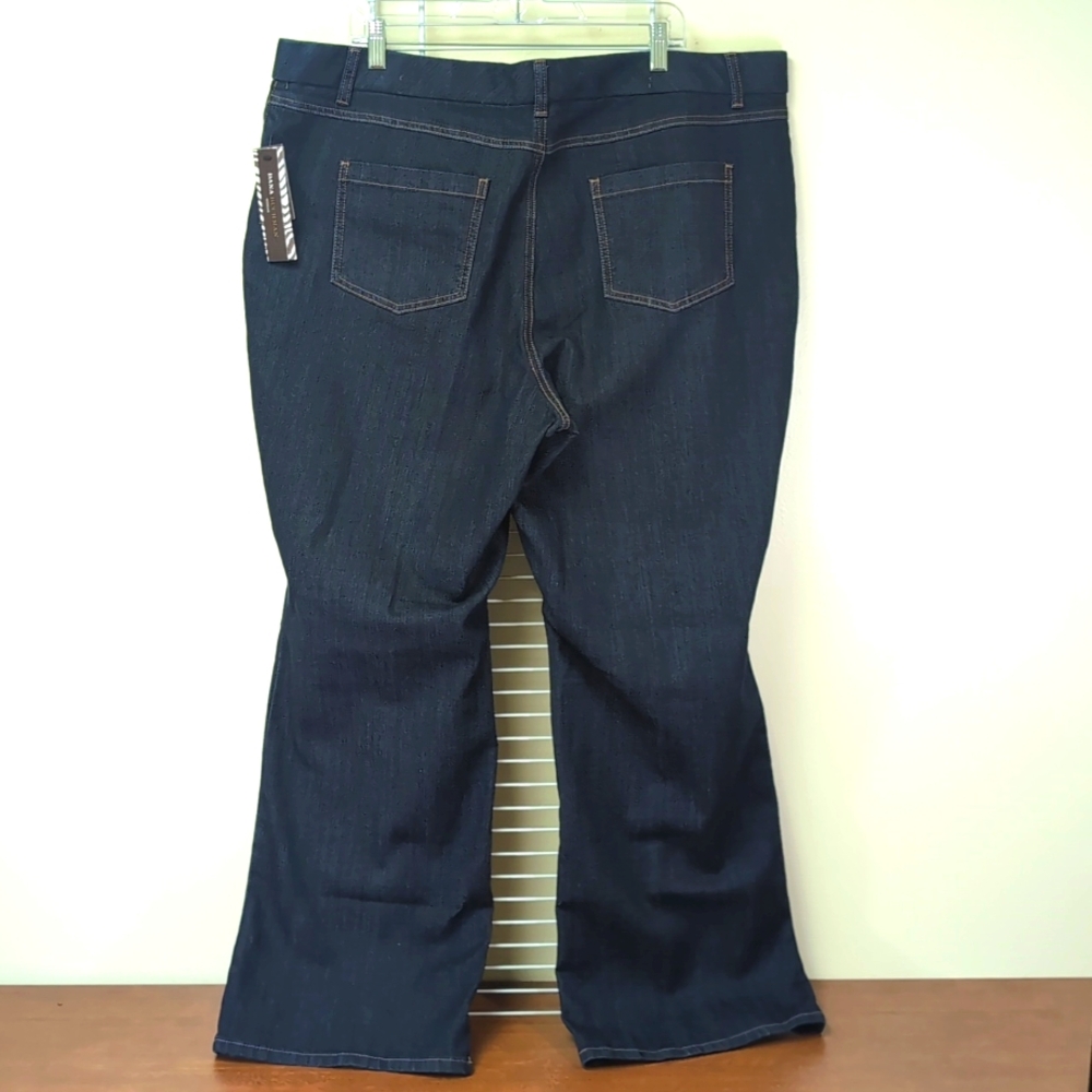 Dana Buchman Size 22W Plus Women's Wide Leg Classic Fit Dark Wash Blue Jeans - Picture 5 of 13
